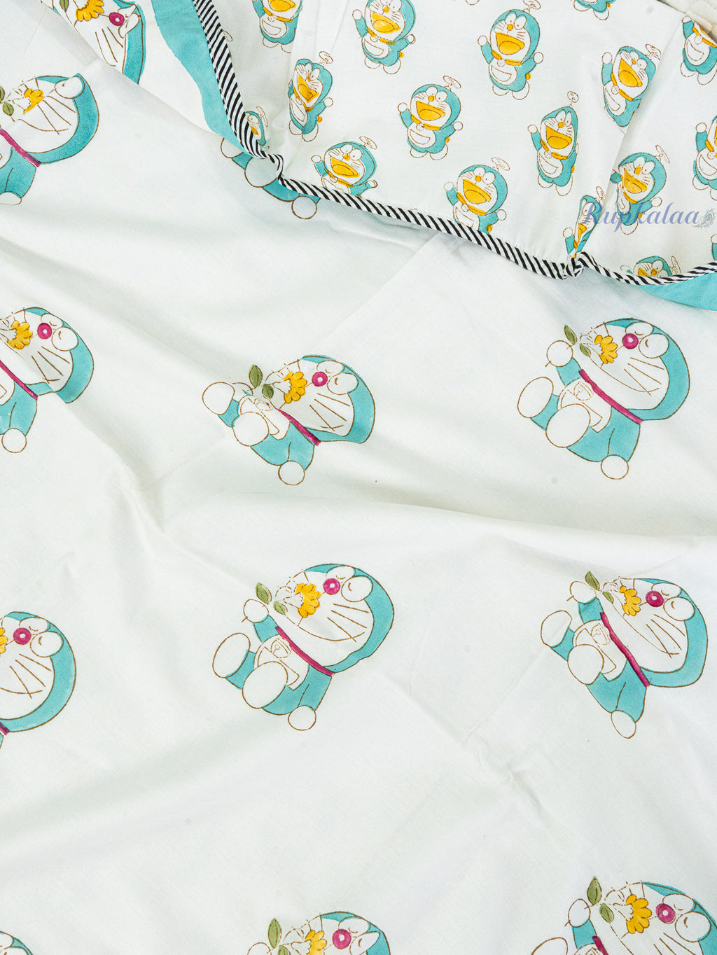Doraemon Reversible Hand Block Mulmul Dohar