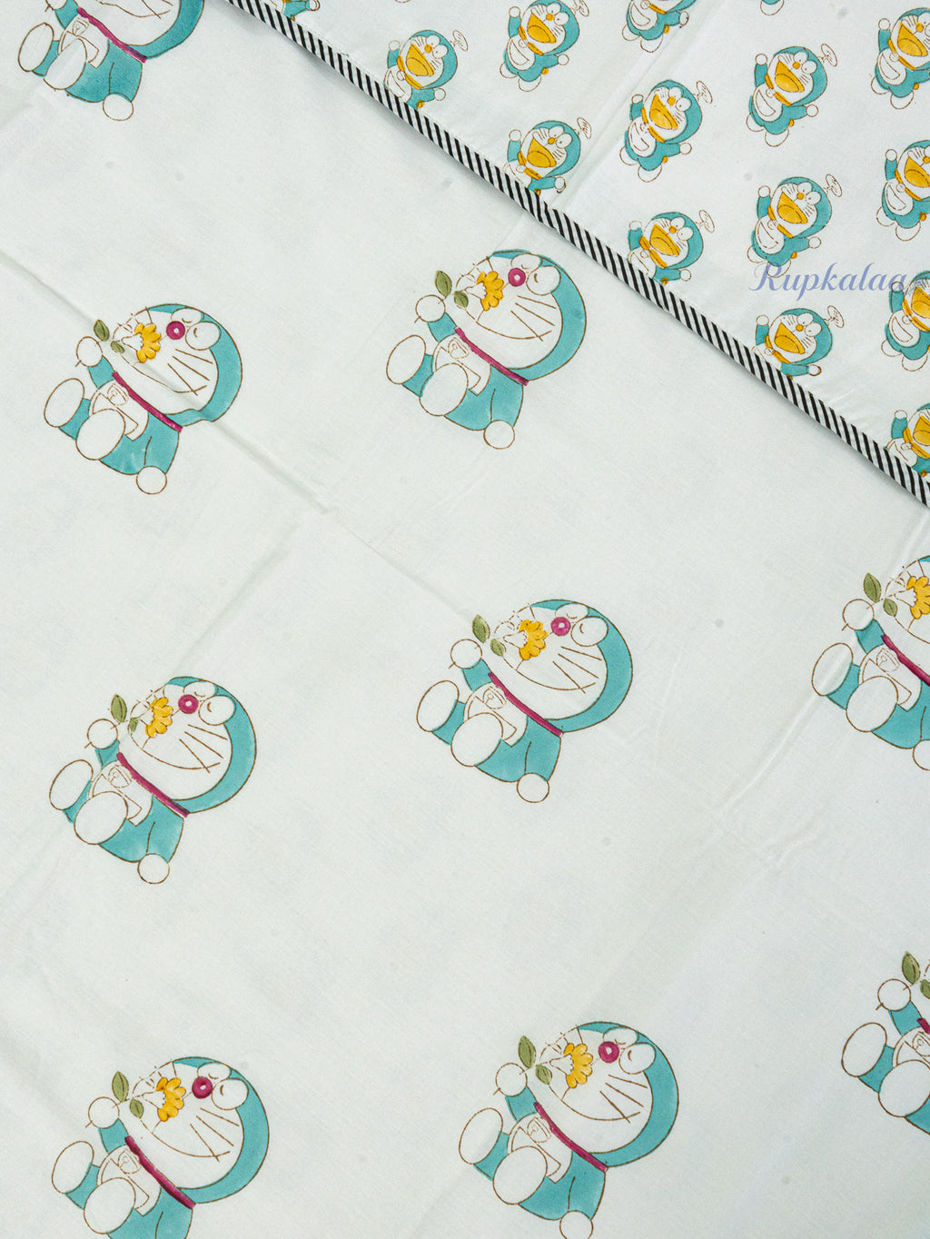 Doraemon Reversible Hand Block Mulmul Dohar
