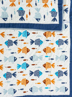 Soft Ripples Hand Block Reversible Mulmul Baby Quilt