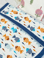 Soft Ripples Hand Block Reversible Mulmul Baby Quilt
