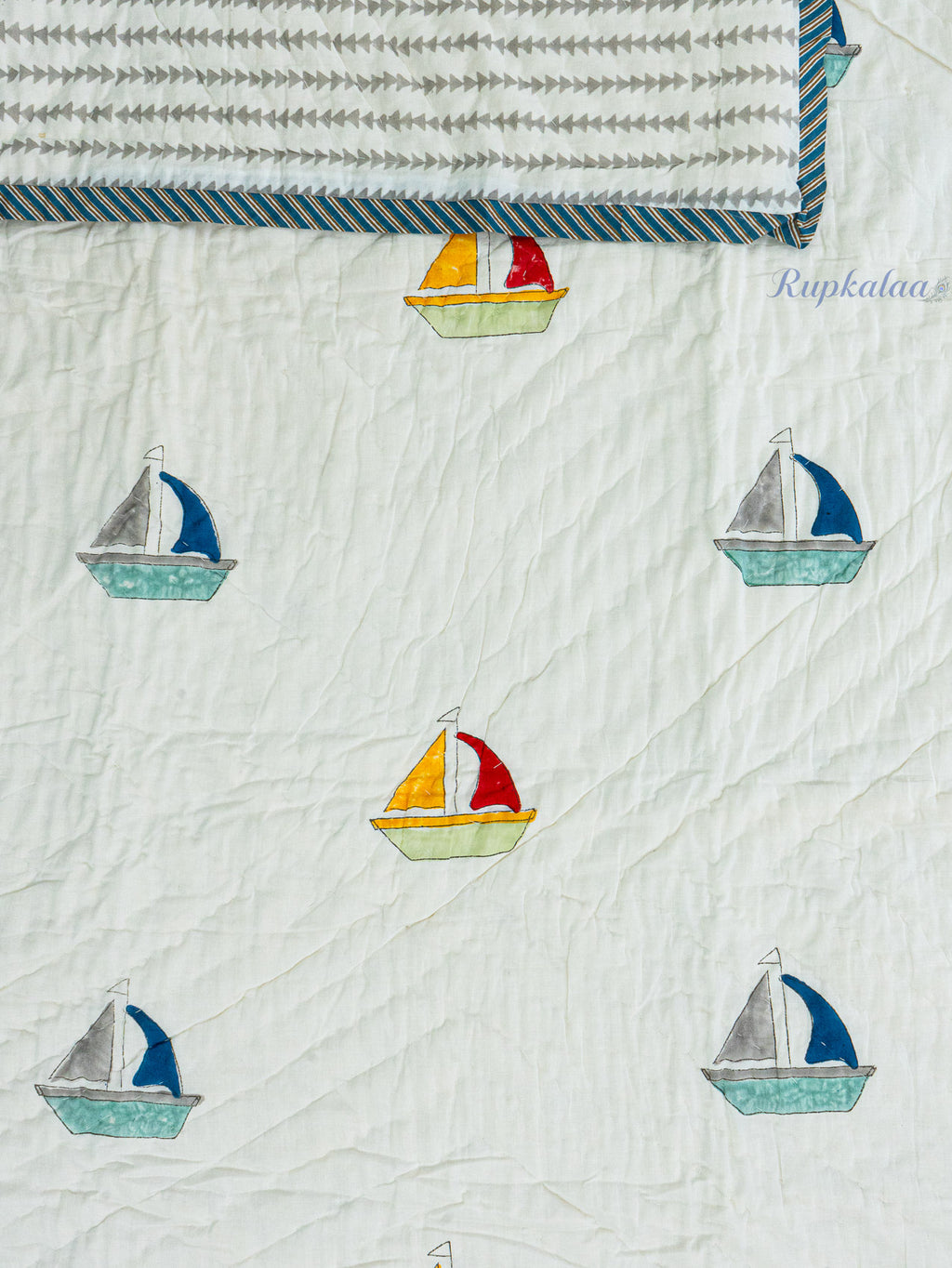 Jal Safar Hand Block Reversible Mulmul Baby Quilt