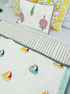 Jal Safar Hand Block Reversible Mulmul Baby Quilt