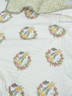 Sleepy Hoppers Hand Block Reversible Mulmul Baby Quilt