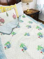 Gilloo Hand Block Reversible Mulmul Baby Quilt