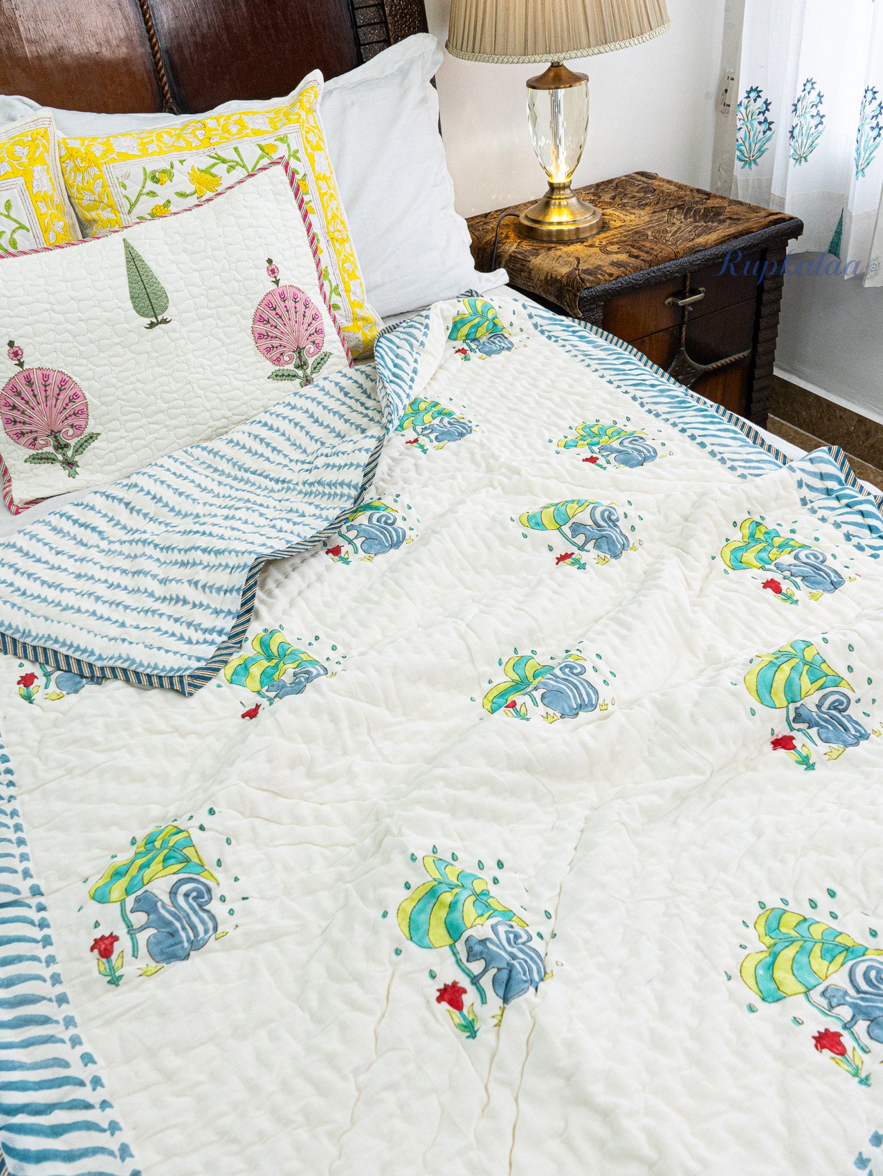 Gilloo Hand Block Reversible Mulmul Baby Quilt