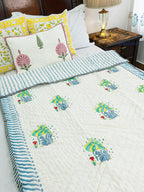 Gilloo Hand Block Reversible Mulmul Baby Quilt