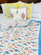 Dino Park Hand Block Reversible Mulmul Baby Quilt