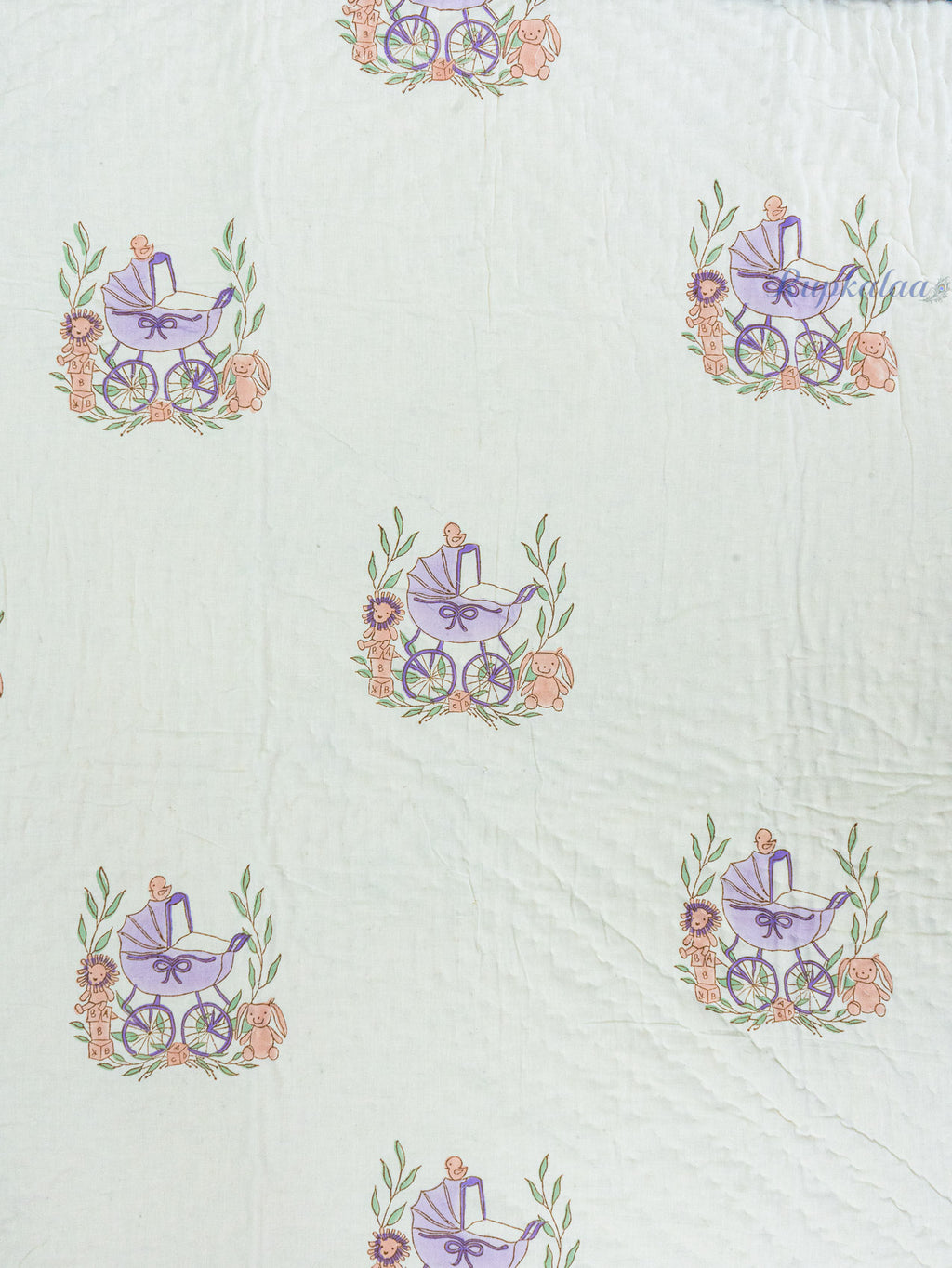 Little Stroll Hand Block Reversible Mulmul Baby Quilt