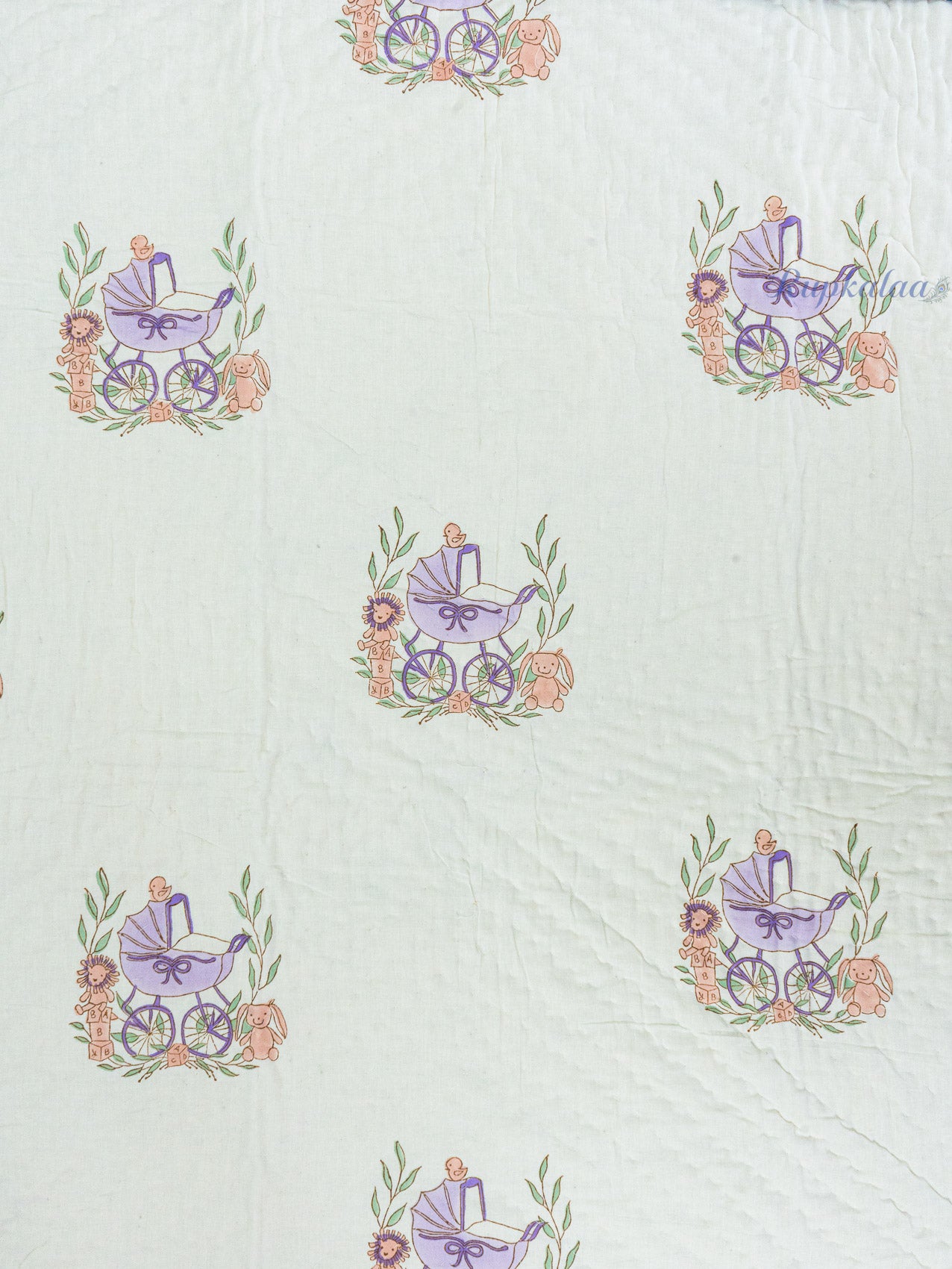Little Stroll Hand Block Reversible Mulmul Baby Quilt