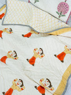 Chhota Bheem Hand Block Reversible Mulmul Baby Quilt