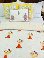 Chhota Bheem Hand Block Reversible Mulmul Baby Quilt