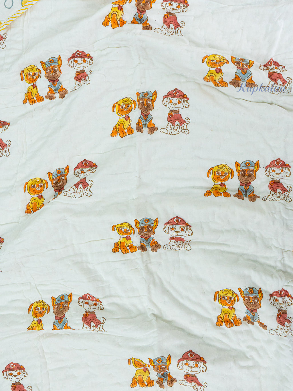 Puppers Hand Block Reversible Mulmul Baby Quilt