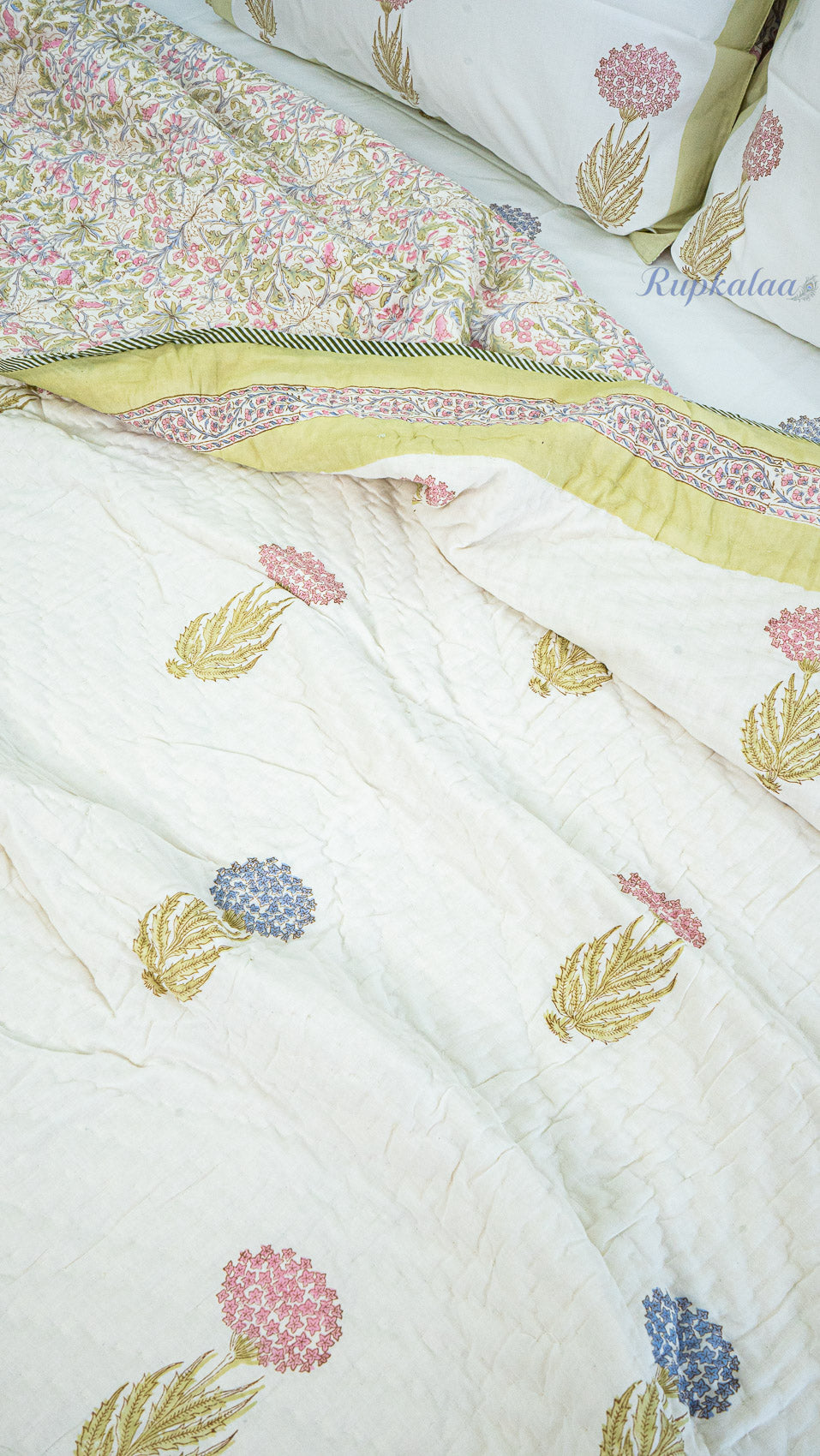 Patra Karigari Quilt and Bedsheet Set