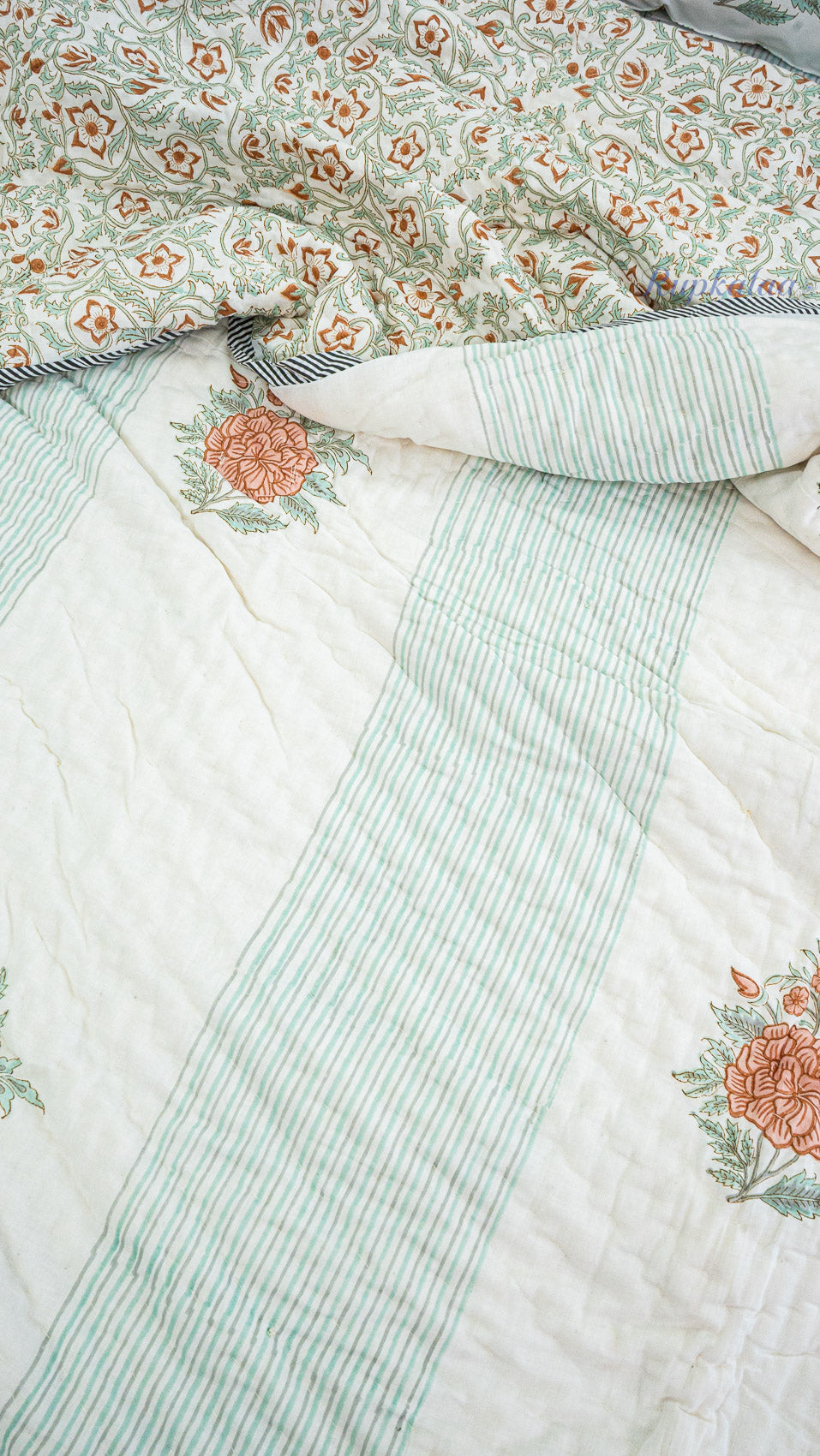 Agni Kusum Reversible Mulmul Double Bed Quilt