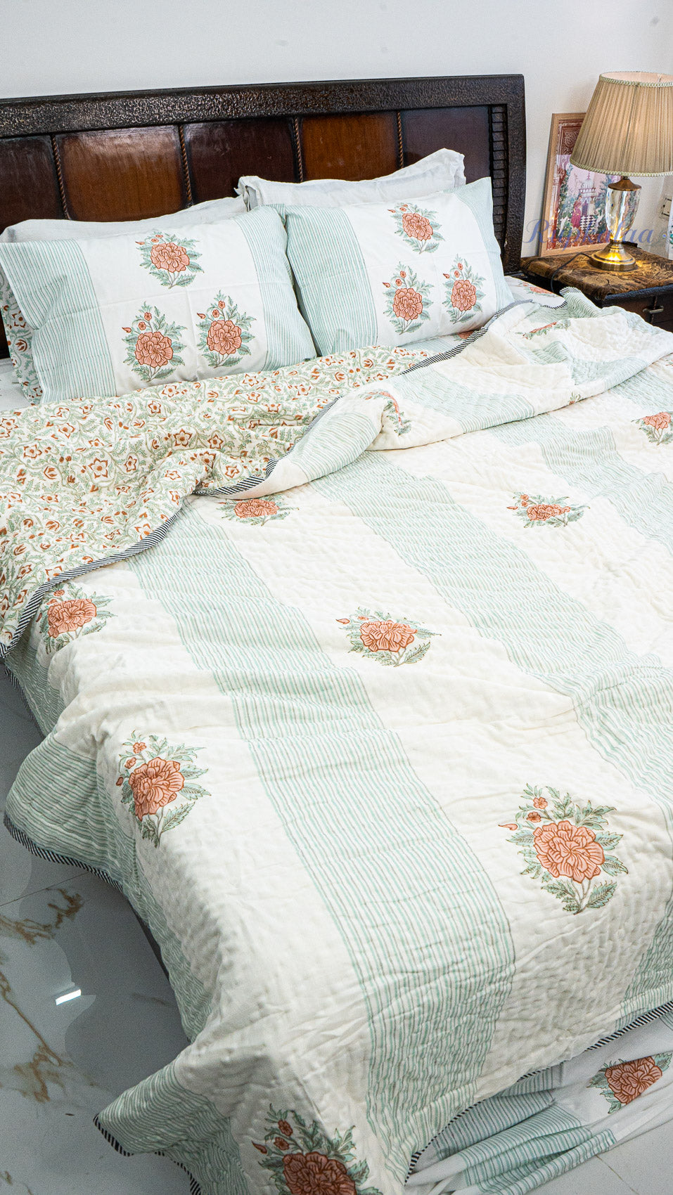 Agni Kusum Reversible Mulmul Double Bed Quilt