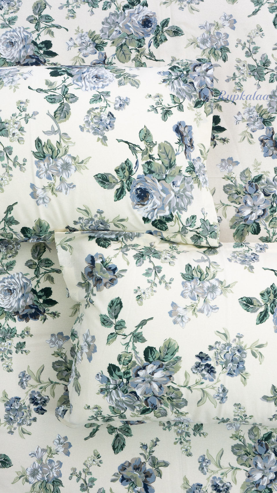 Neel Gulaab Thick Cotton Bedsheet with Two Pillow Covers