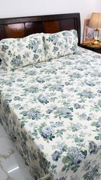 Neel Gulaab Thick Cotton Bedsheet with Two Pillow Covers