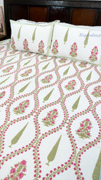 Bare Bloom Thick Cotton Bedsheet with Two Pillow Covers