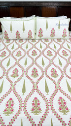 Bare Bloom Thick Cotton Bedsheet with Two Pillow Covers