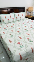 Phool Bagh Thick Cotton Bedsheet with Two Pillow Covers