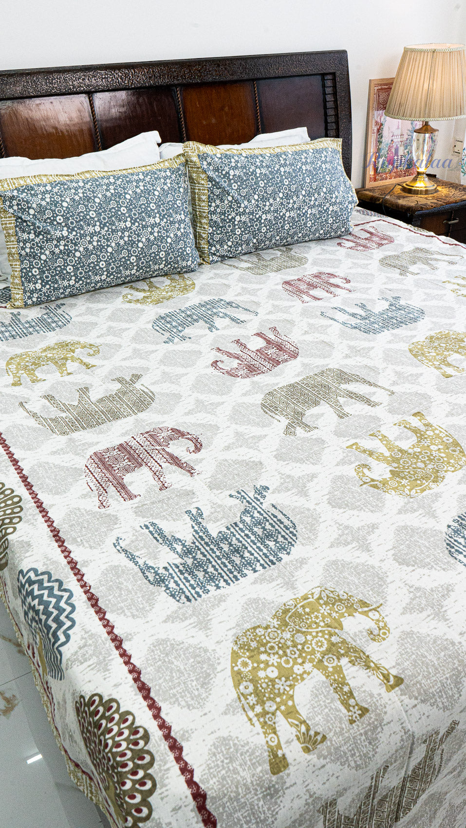 Gajraj Garden Cotton Bedsheet with Two Pillow Covers