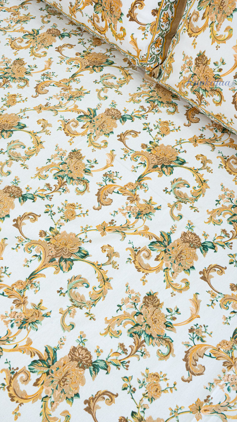 Resham Gul Cotton Bedsheet with Two Reversible Pillow Covers