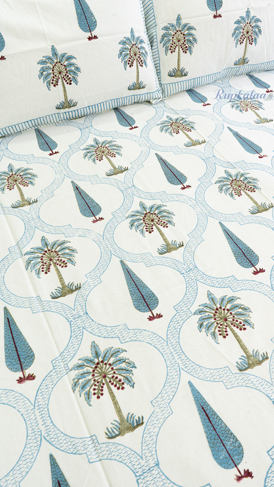 Taal Vatika Cotton Bedsheet with Two Pillow Covers