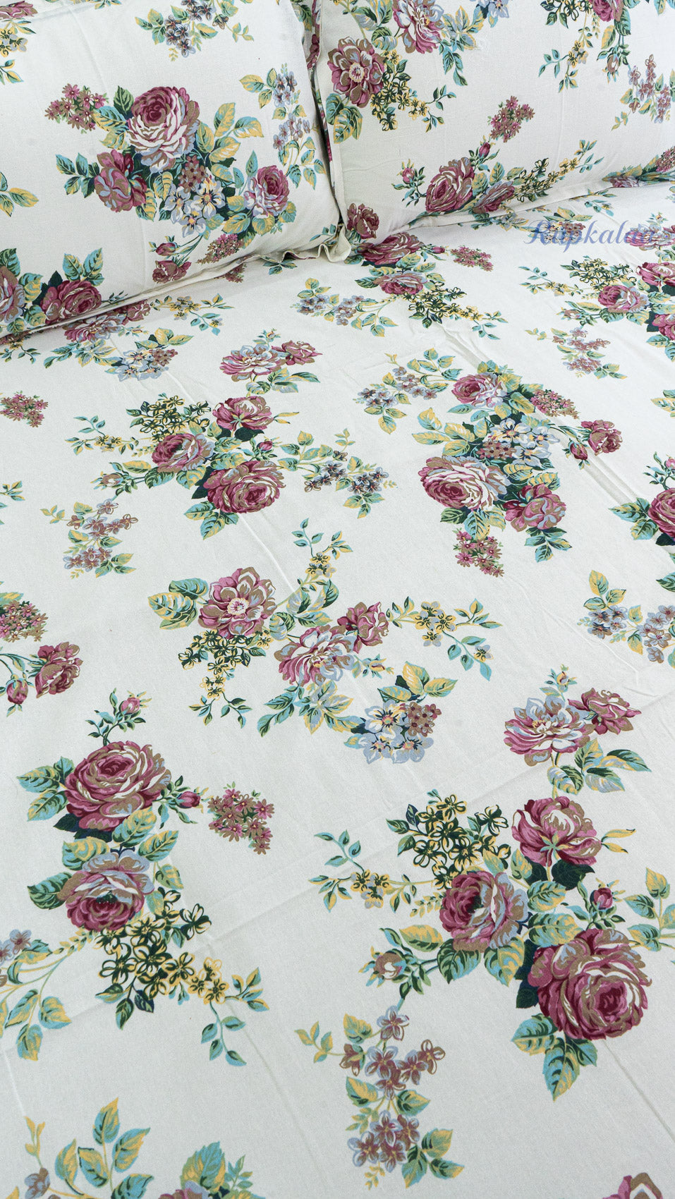 Kamal Vatika Cotton Bedsheet with Two Pillow Covers