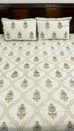 Dharti Gul Cotton Bedsheet with Two Reversible Pillow Covers