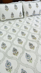 Dharti Gul Cotton Bedsheet with Two Reversible Pillow Covers