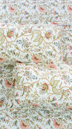 Ivory Garden Cotton Bedsheet with Two Pillow Covers