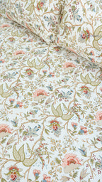 Ivory Garden Cotton Bedsheet with Two Pillow Covers