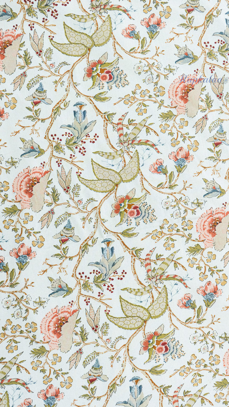 Ivory Garden Cotton Bedsheet with Two Pillow Covers