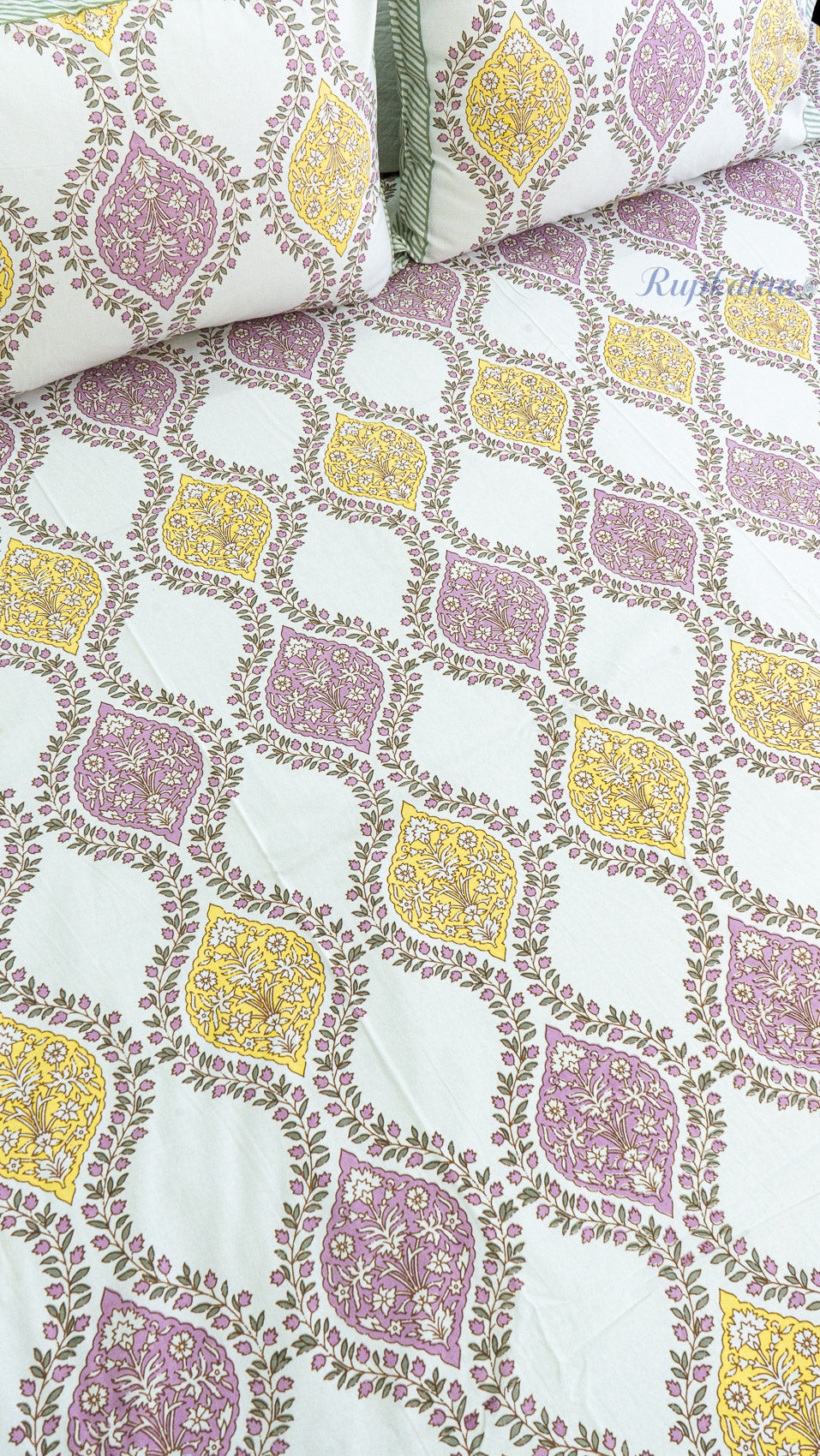 Karigari Cotton Bedsheet with Two Reversible Pillow Covers