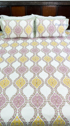 Karigari Cotton Bedsheet with Two Reversible Pillow Covers