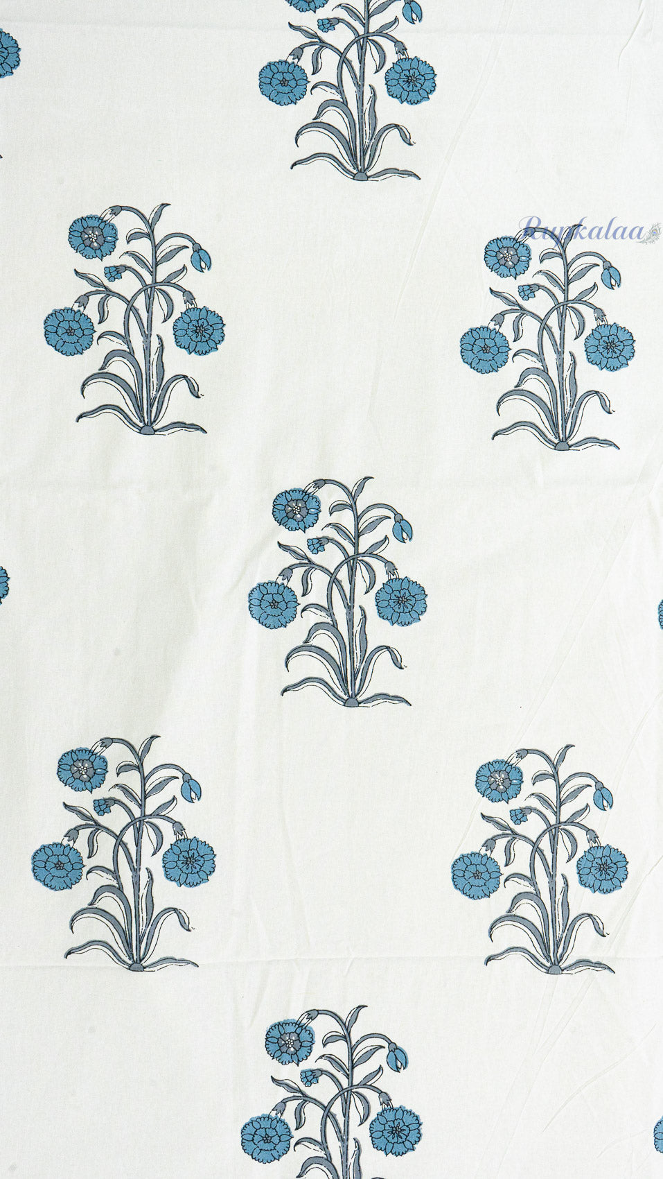 Indigo Poppy Cotton Bedsheet with Two Reversible Pillow Covers