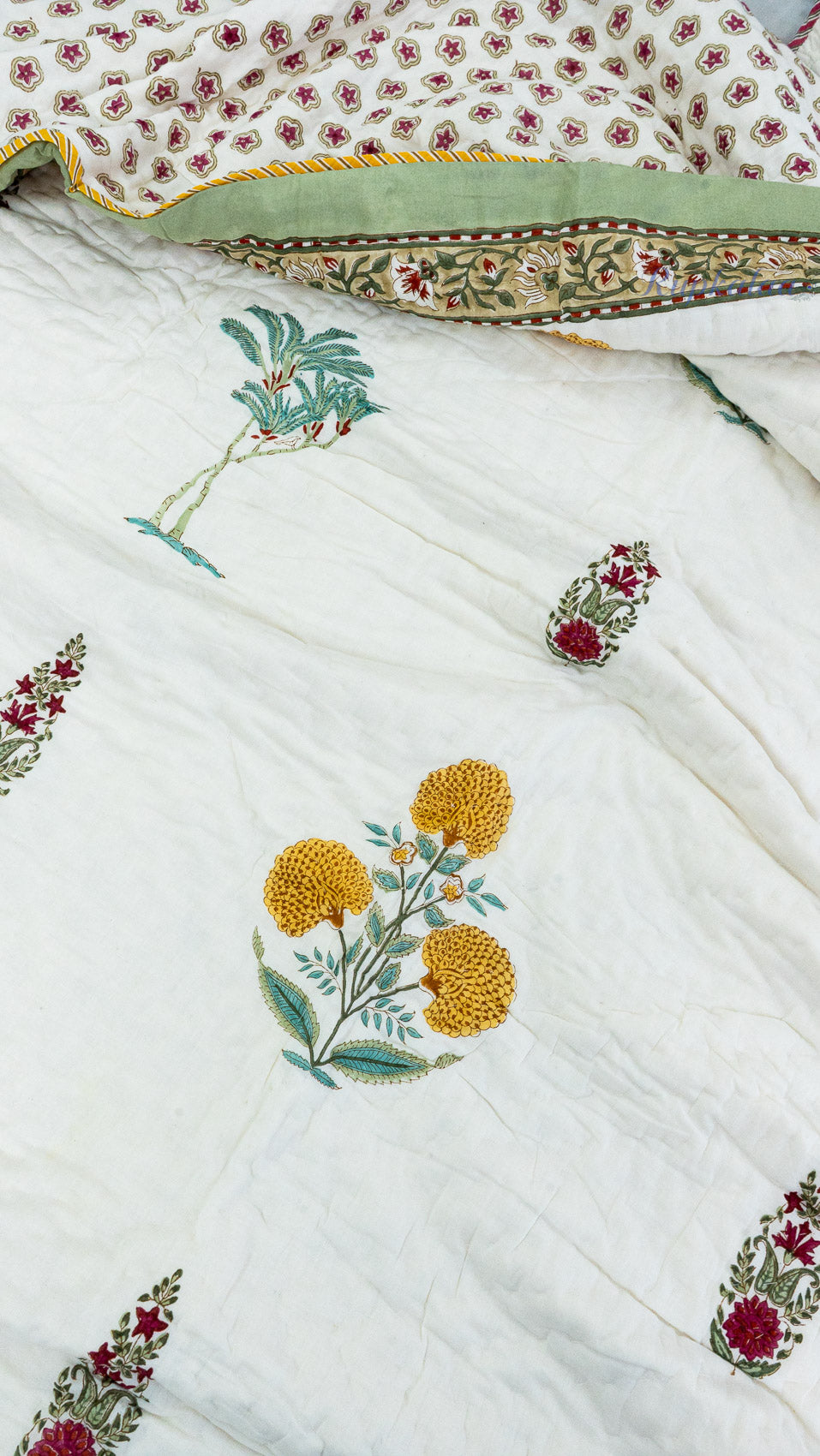 Swarna Handblock Reversible Mulmul Quilt