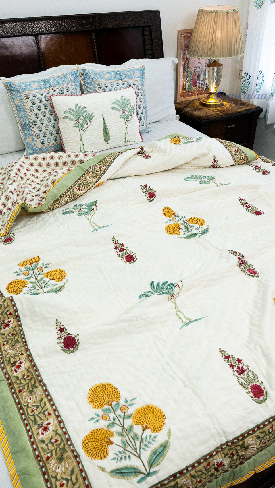 Swarna Handblock Reversible Mulmul Quilt