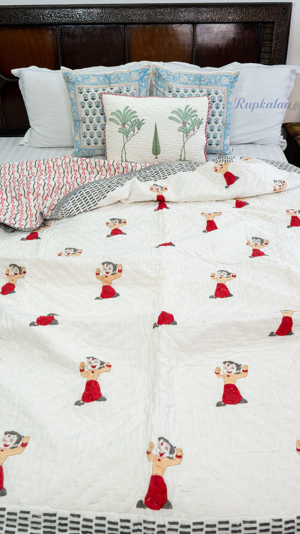Chhota Bheem Handblock Reversible Mulmul Quilt