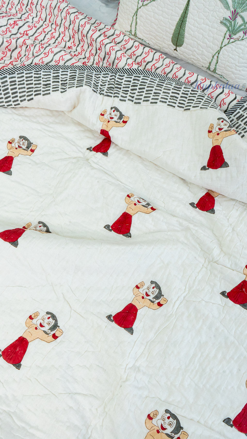 Chhota Bheem Handblock Reversible Mulmul Quilt