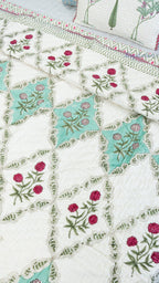 Ocean Drift Handblock Reversible Mulmul Single Quilt