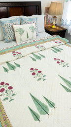 Pushp Bagh Handblock Reversible Mulmul Single Quilt